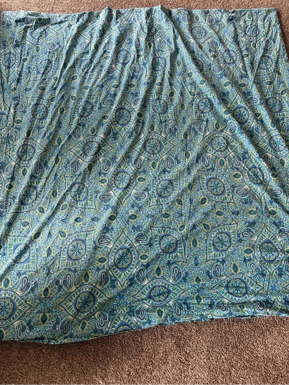 Pottery Barn 3 Piece Queen Duvet Set Martina Blue Boho